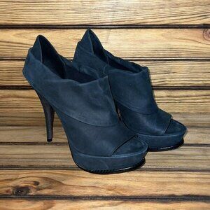 Elizabeth & James‎ Womens Heels Size 8 B Leather Cuff Over Peep Toe Pumps Blue